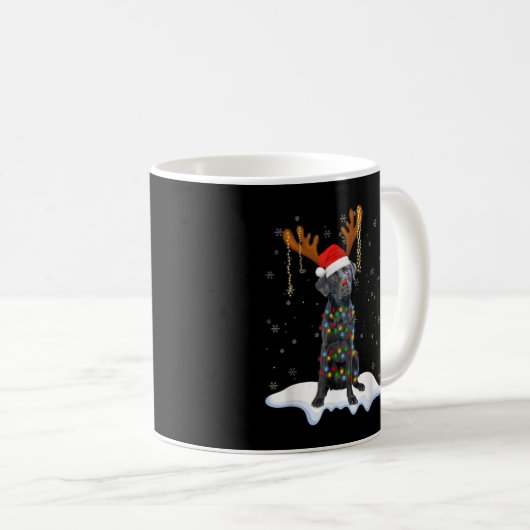 Zwart labrador kerstboom Light Pajama Dog Koffiemok (Voorkant rechts)