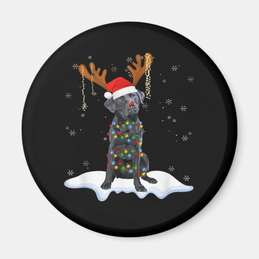 Zwart labrador kerstboom Light Pajama Dog Magneet (Voorkant)