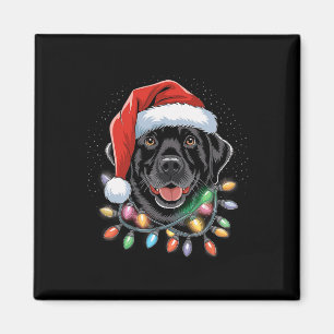 Zwart labrador kerstboom Light Pajama Dog Magneet