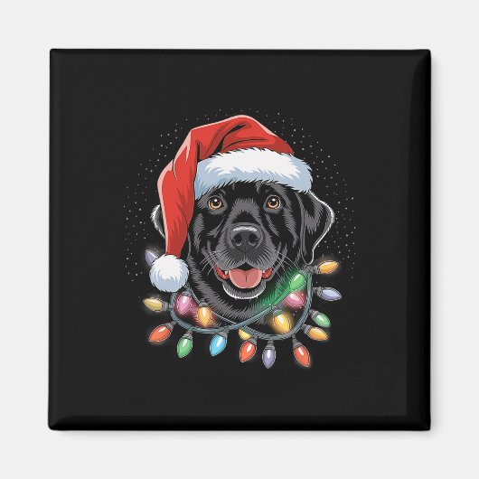 Zwart labrador kerstboom Light Pajama Dog Magneet (Voorkant)