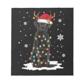 Zwart labrador kerstboom Light Pajama Dog Notitieblok