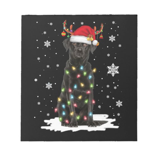 Zwart labrador kerstboom Light Pajama Dog Notitieblok (Voorkant)