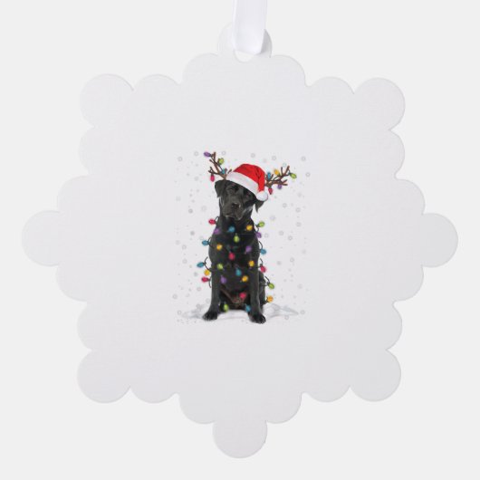 Zwart labrador kerstboom Light Pajama Dog Ornament Kaart (Voorkant)
