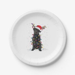 Zwart labrador kerstboom Light Pajama Dog Papieren Bordje