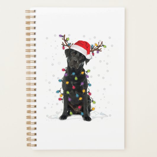Zwart labrador kerstboom Light Pajama Dog Planner (Voorkant)