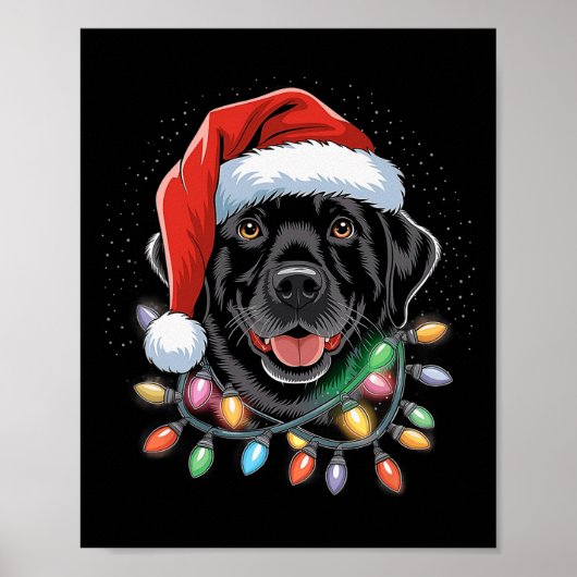 Zwart labrador kerstboom Light Pajama Dog Poster (Voorkant)