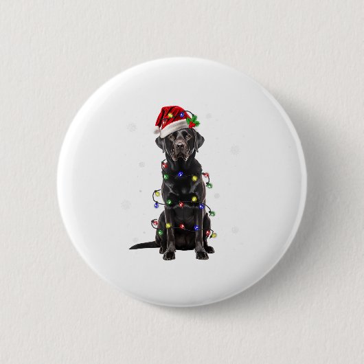 Zwart labrador kerstboom Light Pajama Dog Ronde Button 5,7 Cm (Voorkant)