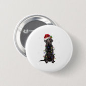Zwart labrador kerstboom Light Pajama Dog Ronde Button 5,7 Cm (Voorkant /achterkant)