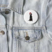 Zwart labrador kerstboom Light Pajama Dog Ronde Button 5,7 Cm (In situ)