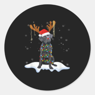 Zwart labrador kerstboom Light Pajama Dog Ronde Sticker