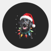 Zwart labrador kerstboom Light Pajama Dog Ronde Sticker (Voorkant)