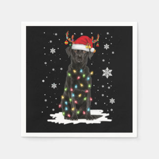 Zwart labrador kerstboom Light Pajama Dog Servet
