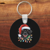 Zwart labrador kerstboom Light Pajama Dog Sleutelhanger (Voorkant)