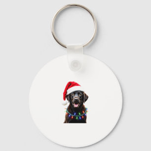 Zwart labrador kerstboom Light Pajama Dog Sleutelhanger