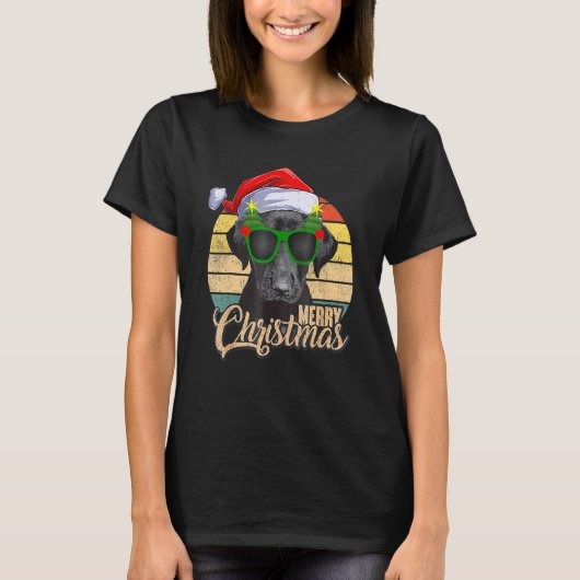 Zwart labrador kerstboom Light Pajama Dog T-shirt (Voorkant)