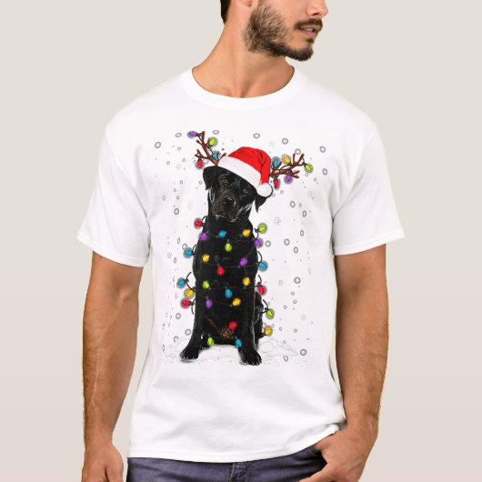 Zwart labrador kerstboom Light Pajama Dog T-shirt (Voorkant)
