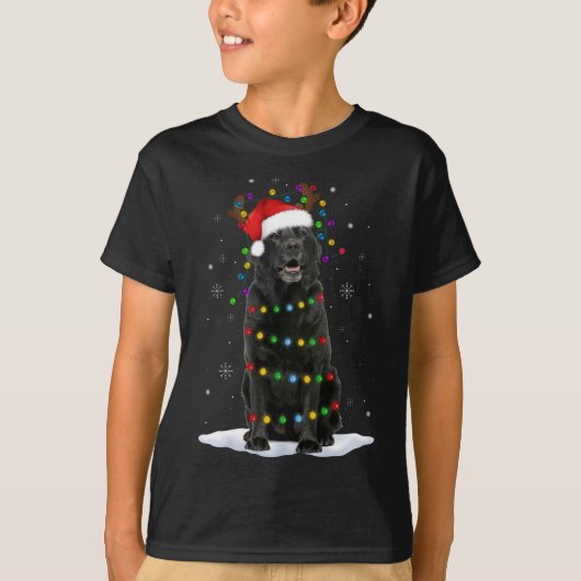 Zwart labrador kerstboom Light Pajama Dog T-shirt (Voorkant)
