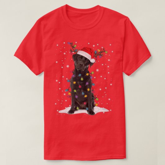 Zwart labrador kerstboom Light Pajama Dog T-shirt (Design voorkant)