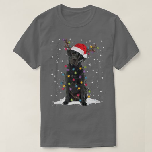 Zwart labrador kerstboom Light Pajama Dog T-shirt (Design voorkant)