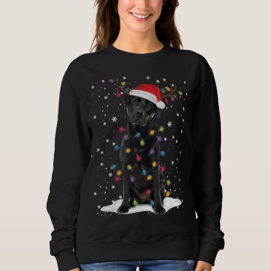 Zwart labrador kerstboom Light Pajama Dog Trui (Voorkant)