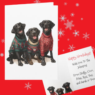 Zwart Labrador Kerstmis Horrend T-shirt Kerstfeest Kaart