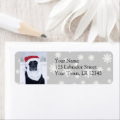 Zwart Labrador Kerstmis Santa Hat Schilderij Etiket (Insitu)