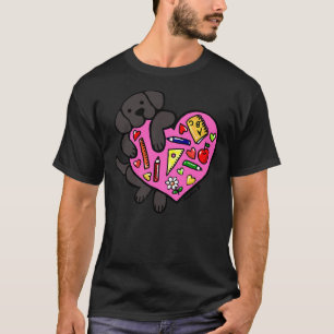 Zwart labrador leraar hart t-shirt