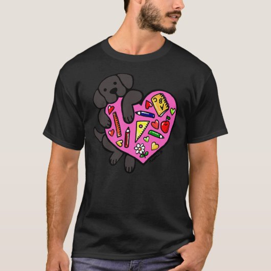 Zwart labrador leraar hart t-shirt (Voorkant)