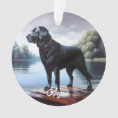 Zwart Labrador Meer Ornament (voorkant)