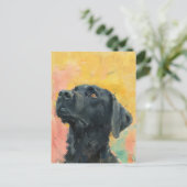 zwart Labrador olieverfschilderij Briefkaart (Staand voorkant)