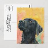 zwart Labrador olieverfschilderij Briefkaart (Voorkant / Achterkant)
