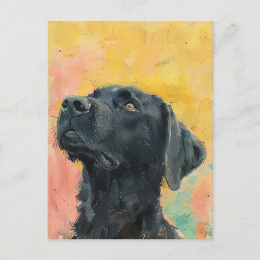 zwart Labrador olieverfschilderij Briefkaart (Voorkant)