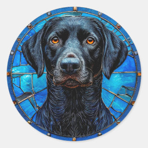 Zwart Labrador Portret 🐾 Elegante Hondenliefhebbe Ronde Sticker
