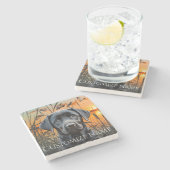 Zwart labrador puppy, Gepersonaliseerd huwelijksge Stenen Onderzetter (Zijkant)