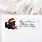 Zwart Labrador Puppy Kerst Blauw Sneeuwvlok Etiket (Insitu)