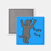 Zwart labrador puppy knuffel magneet (Voorkant / Achterkant)