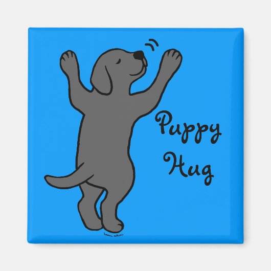 Zwart labrador puppy knuffel magneet (Voorkant)