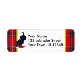 Zwart Labrador Puppy met Santa Hat Kerstmis Etiket