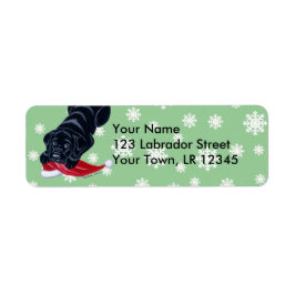 Zwart Labrador Puppy met Santa Hat Kerstmis Etiket