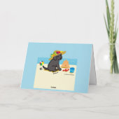 Zwart Labrador Puppy Straw Pet Cartoon Kaart (Achterkant)