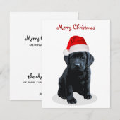 Zwart Labrador Puppy Vrolijk Kerstmis Santa Dog Feestdagenkaart (Voorkant / Achterkant)
