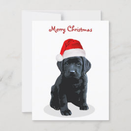 Zwart Labrador Puppy Vrolijk Kerstmis Santa Dog Feestdagenkaart