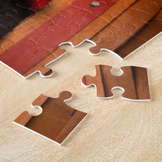 Zwart labrador rekwalvis in een mand legpuzzel (Zijkant)