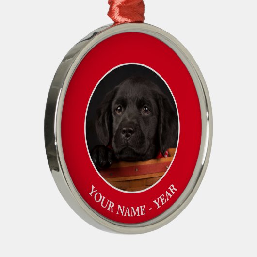 Zwart labrador rekwalvis in een mand metalen ornament (Rechts)