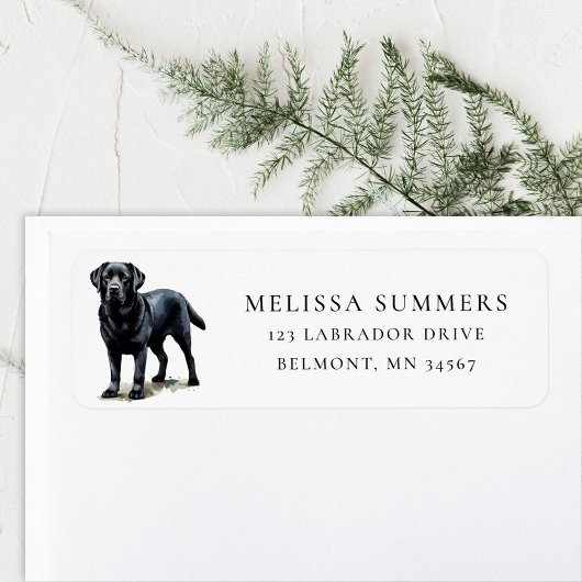 Zwart Labrador retouradres label