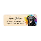 Zwart Labrador Retouradreslabel Etiket (Voorkant)