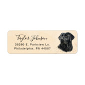 Zwart Labrador Retouradreslabel Etiket (Voorkant)