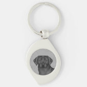 Zwart Labrador Retriever Art Schattige Lab Hondenh Sleutelhanger (Voorkant)