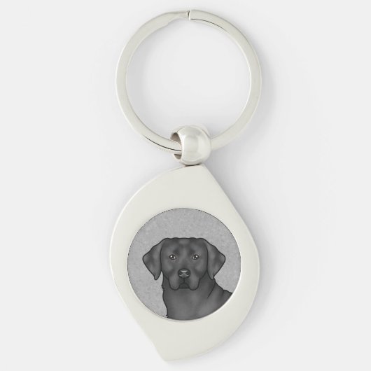 Zwart Labrador Retriever Art Schattige Lab Hondenh Sleutelhanger (Voorkant)