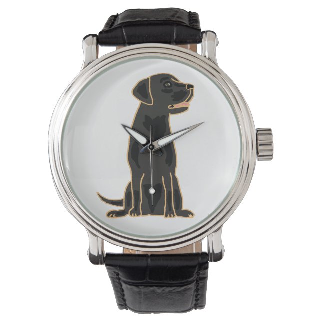 Zwart Labrador Retriever Art Watch Horloge (Voorkant)